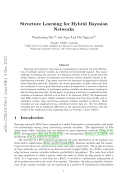 Structure Learning for Hybrid Bayesian Networks