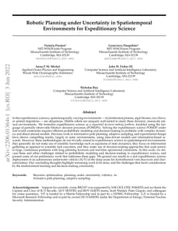 Robotic Planning under Uncertainty in Spatiotemporal Environments in
  Expeditionary Science