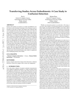 Transferring Studies Across Embodiments: A Case Study in Confusion
  Detection