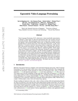 Egocentric Video-Language Pretraining