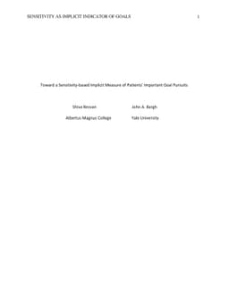Toward a Sensitivity-based Implicit Measure of Patients' Important Goal
  Pursuits