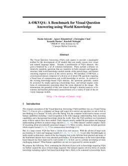 A-OKVQA: A Benchmark for Visual Question Answering using World Knowledge