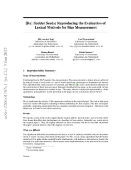 [Re] Badder Seeds: Reproducing the Evaluation of Lexical Methods for
  Bias Measurement