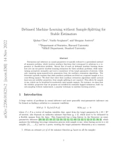 Debiased Machine Learning without Sample-Splitting for Stable Estimators