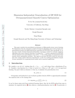 Dimension Independent Generalization of DP-SGD for Overparameterized
  Smooth Convex Optimization