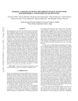 STARSS22: A dataset of spatial recordings of real scenes with
  spatiotemporal annotations of sound events