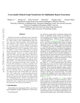Cross-modal Clinical Graph Transformer for Ophthalmic Report Generation