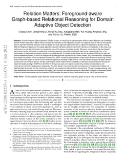 Relation Matters: Foreground-aware Graph-based Relational Reasoning for
  Domain Adaptive Object Detection