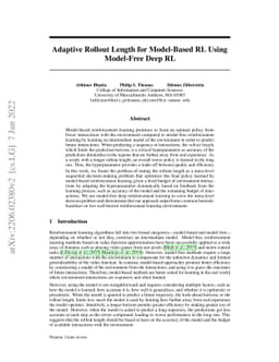 Adaptive Rollout Length for Model-Based RL Using Model-Free Deep RL