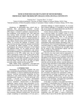Semi-Supervised Segmentation of Mitochondria from Electron Microscopy
  Images Using Spatial Continuity
