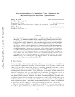 Information-theoretic Inducing Point Placement for High-throughput
  Bayesian Optimisation