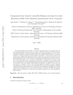 Component-wise iterative ensemble Kalman inversion for static Bayesian
  models with unknown measurement error covariance