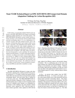 Team VI-I2R Technical Report on EPIC-KITCHENS-100 Unsupervised Domain
  Adaptation Challenge for Action Recognition 2021