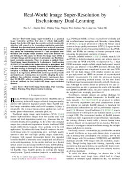 Real-World Image Super-Resolution by Exclusionary Dual-Learning