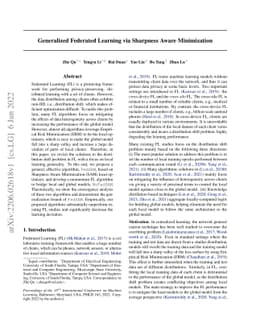 Generalized Federated Learning via Sharpness Aware Minimization