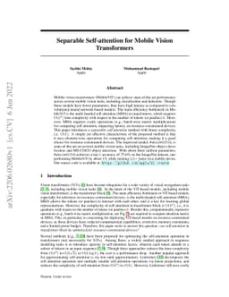 Separable Self-attention for Mobile Vision Transformers