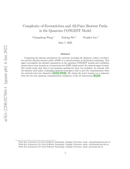 Complexity of Eccentricities and All-Pairs Shortest Paths in the Quantum
  CONGEST Model