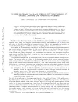 Inverse Boundary Value and Optimal Control Problems on Graphs: A Neural
  and Numerical Synthesis