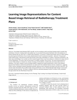 Learning Image Representations for Content Based Image Retrieval of
  Radiotherapy Treatment Plans