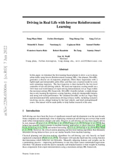Driving in Real Life with Inverse Reinforcement Learning