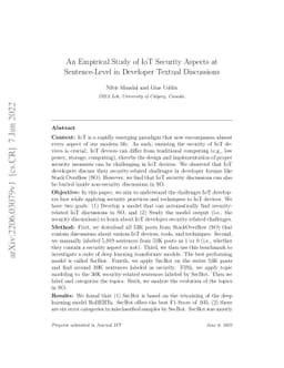An Empirical Study of IoT Security Aspects at Sentence-Level in
  Developer Textual Discussions