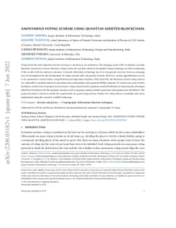 Anonymous voting scheme using quantum assisted blockchain