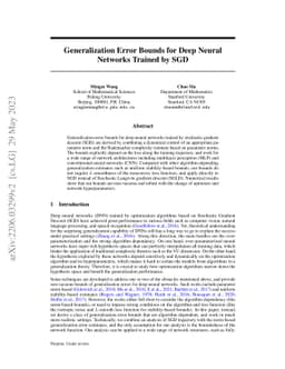 Generalization Error Bounds for Deep Neural Networks Trained by SGD