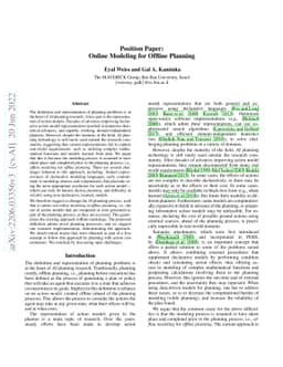 Position Paper: Online Modeling for Offline Planning