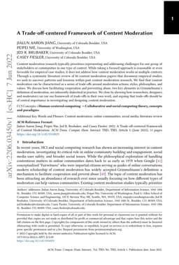 A Trade-off-centered Framework of Content Moderation