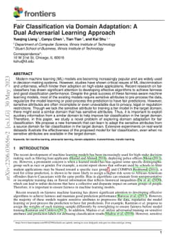 Fair Classification via Domain Adaptation: A Dual Adversarial Learning
  Approach