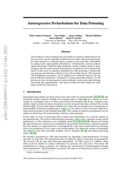 Autoregressive Perturbations for Data Poisoning