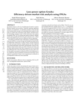 Low-power option Greeks: Efficiency-driven market risk analysis using
  FPGAs