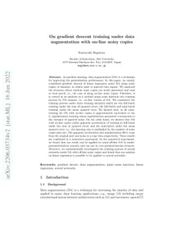 On gradient descent training under data augmentation with on-line noisy
  copies