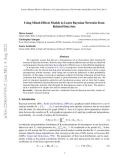 Using Mixed-Effects Models to Learn Bayesian Networks from Related Data
  Sets