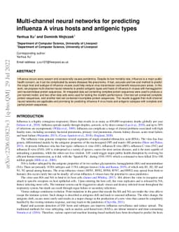 Multi-channel neural networks for predicting influenza A virus hosts and
  antigenic types