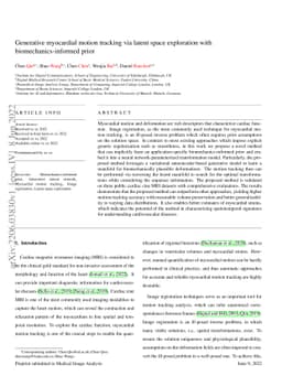 Generative Myocardial Motion Tracking via Latent Space Exploration with
  Biomechanics-informed Prior