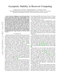 Asymptotic Stability in Reservoir Computing