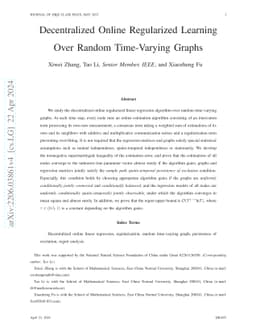 Decentralized Online Regularized Learning Over Random Time-Varying
  Graphs