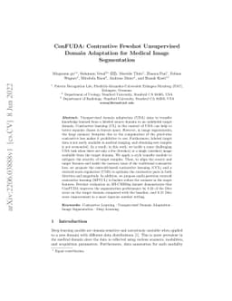 ConFUDA: Contrastive Fewshot Unsupervised Domain Adaptation for Medical
  Image Segmentation