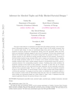 Inference for Matched Tuples and Fully Blocked Factorial Designs