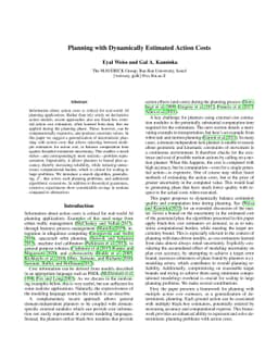 Planning with Dynamically Estimated Action Costs