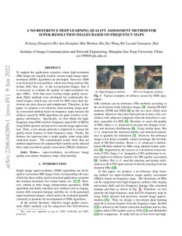 A No-Reference Deep Learning Quality Assessment Method for
  Super-resolution Images Based on Frequency Maps