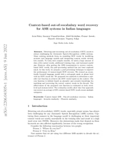 Context-based out-of-vocabulary word recovery for ASR systems in Indian
  languages