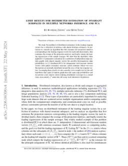 Limit results for distributed estimation of invariant subspaces in
  multiple networks inference and PCA