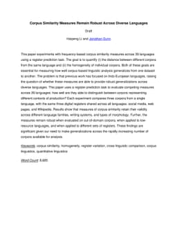 Corpus Similarity Measures Remain Robust Across Diverse Languages