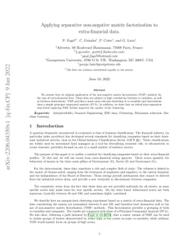 Applying separative non-negative matrix factorization to extra-financial
  data