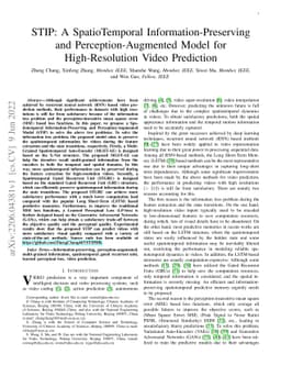 STIP: A SpatioTemporal Information-Preserving and Perception-Augmented
  Model for High-Resolution Video Prediction