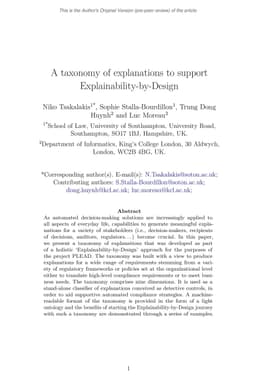 A taxonomy of explanations to support Explainability-by-Design
