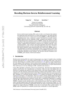 Receding Horizon Inverse Reinforcement Learning