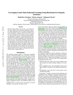 Leveraging Centric Data Federated Learning Using Blockchain For
  Integrity Assurance